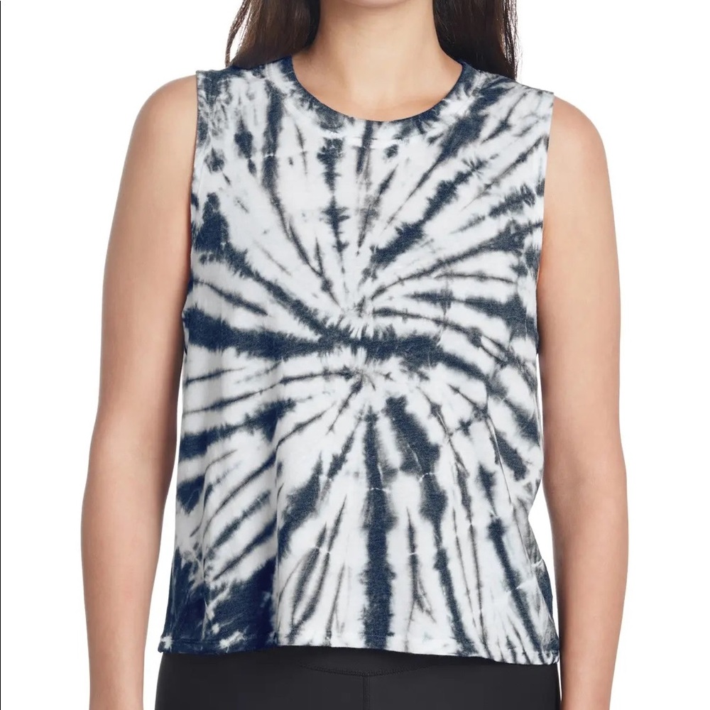 Sage Collective tie dye boxy tank top in Navy size M